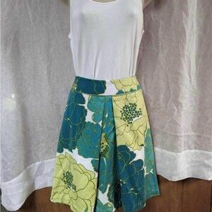 Ann Taylor A-Line Skirt - Teal and Yellow Floral